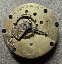 1890 ELGIN 18S 11J GRADE 10 PW LS POCKET WATCH MOVEMENT gold silver dial