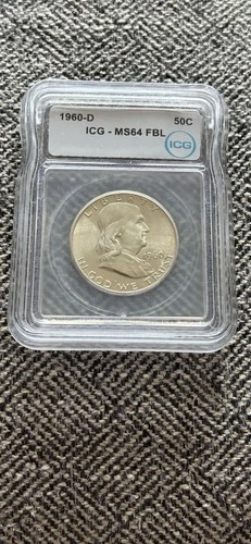 1960-D Franklin Silver Half Dollar ICG Certified MS64 FBL