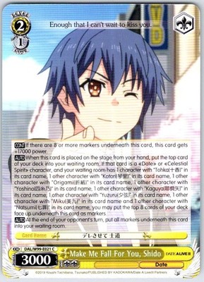 Make Me Fall For You, Shido DAL/W99-E021 C C Date A Live Vol.2 Weiss Schwarz NM