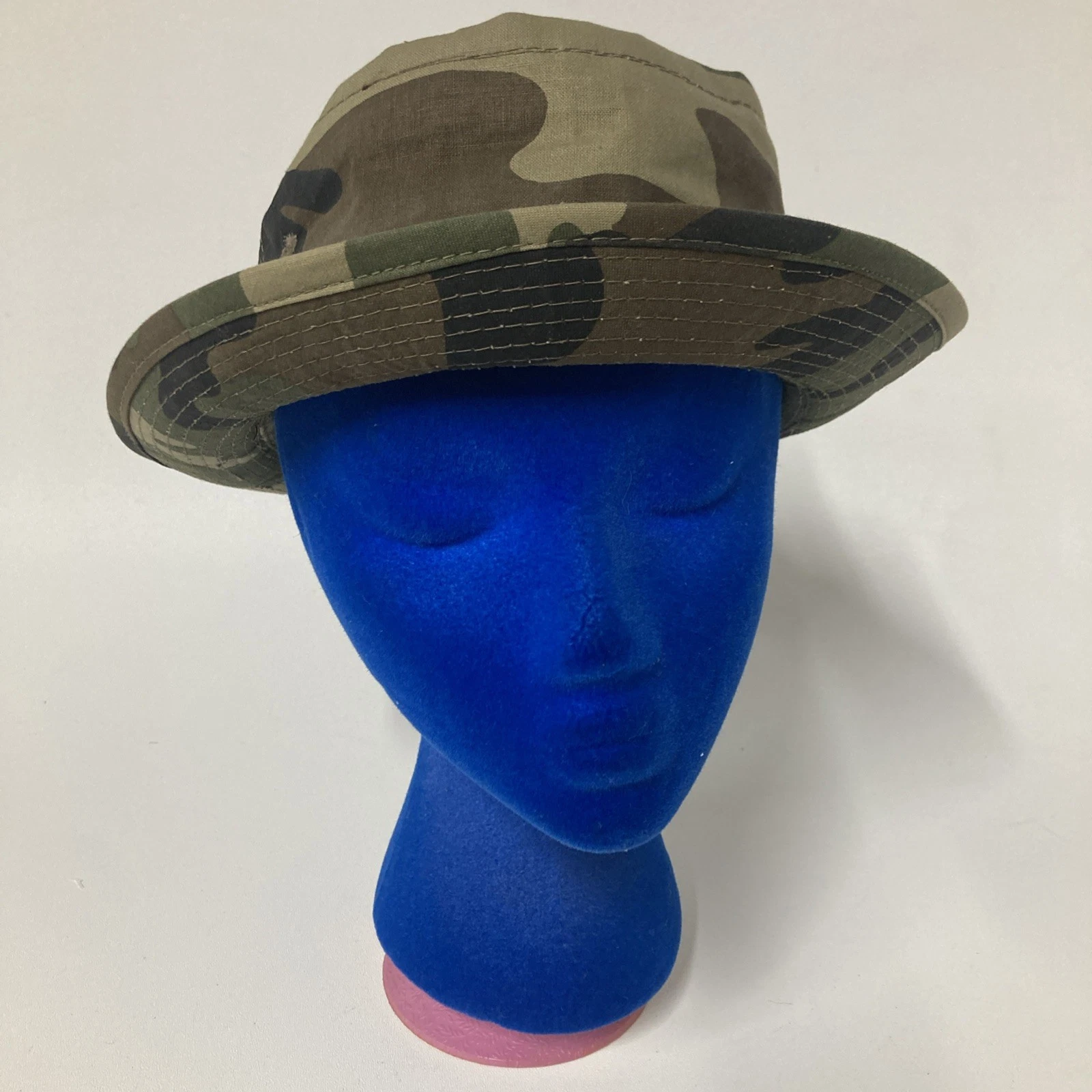 Vintage Duck Bay Camo 80s Mens Gorpcore Bucket Hat Outdoor Sport Size L
