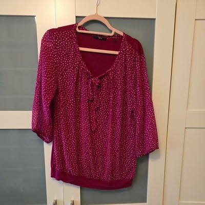 Zero Schlupfbluse Blusenshirt Tshirt Gummibund rot mit weißen Punkten Größe 40