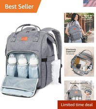 Unisex Travel Diaper Backpack with Changing Pad - Stylish Gray, Multi-Pocket