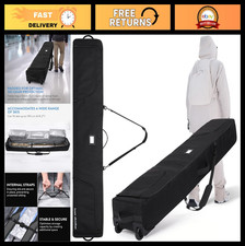 Heavy Duty Padded Ski Bag for Double Skis - Water Resistant Travel Kit with Whee