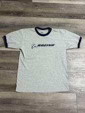 Vintage 90s Boeing Aircrafts Grey Ringer Shirt Made In USA Rare Y2K - Men’s XL