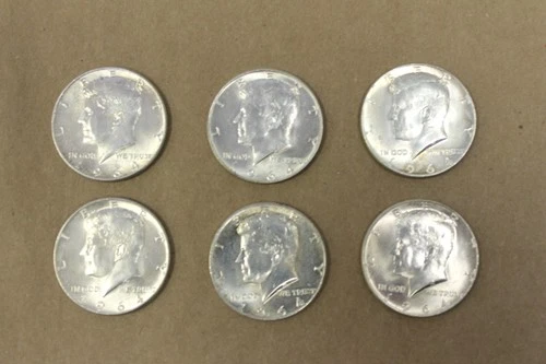Kennedy Halves Dated 1964 Circulated Lot of 6