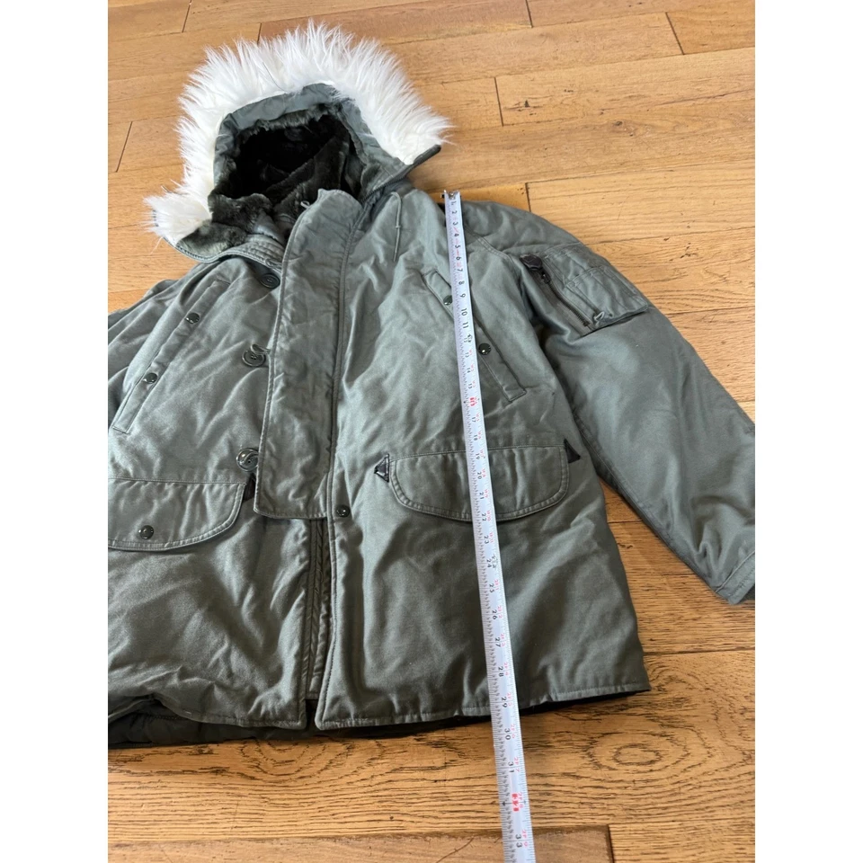 NOS USAF N-3B Parka Winter Coat Fur Hooded Jacket Olive Green Military Style - Image 3 of 4
