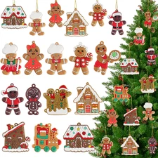 12pcs Gingerbread Man Ornaments for Christmas Tree, Assorted Gingerbread Figurin
