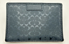 Coach Black Signature Leather ID Card Holder Pocket Case w/ ID Window