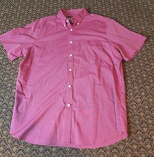 Roundtree Yorke Gold Label Non Iron Red Short Sleeve Button Up Shirt Mens XL