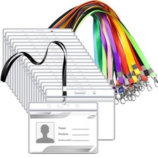 24 pcs Name Tag Lanyards with Horizontal Id Holder 12 Colors Lanyards for Wat...
