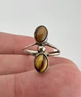 Vtg Navajo Sterling Silver Natural Tigers Eye Women's Ring