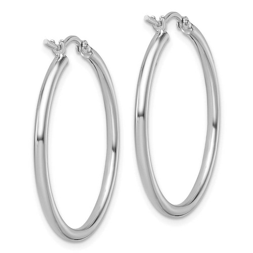 2mm Round Hoop Earrings in 10k White Gold, 31mm (1 1/4 Inch) - 第 3/7 張圖片