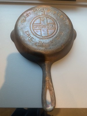 Griswold No 3 Cast Iron Skillet Large Block Logo Erie PA 709 A Vintage Pan