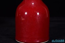10"China Qing Red glaze porcelain Zun Cup Bottle Pot Vase Jar Statue pair