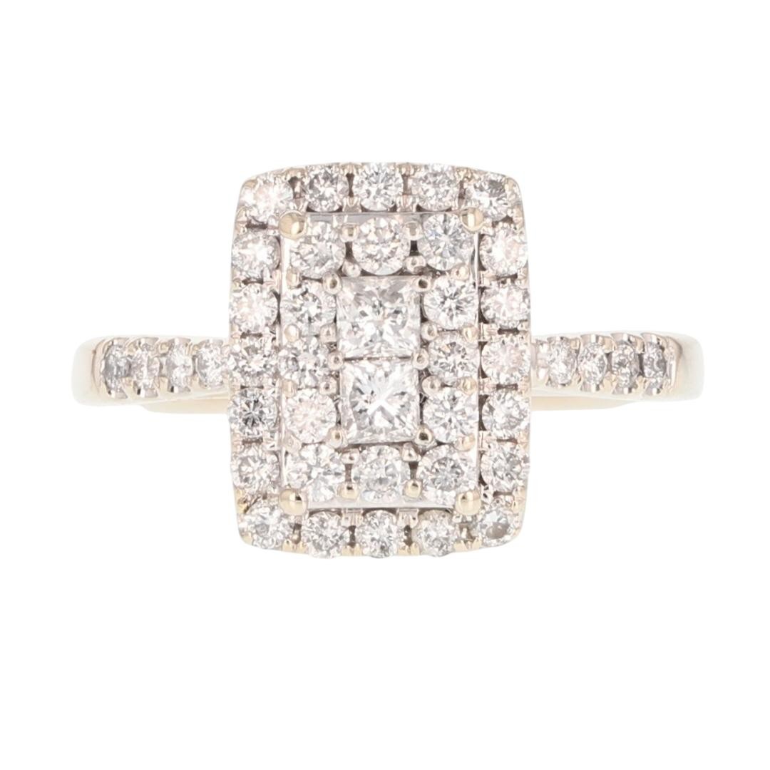 .77ctw Diamond Rectangle-Shaped Cluster Engagemen… - image 1