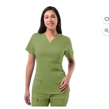 Adar Pro Scrubs For Women - Elevated V-Neck Scrub Top Small Green New