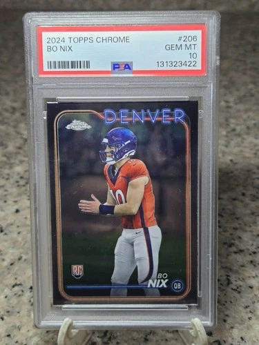 🏈2024 Topps Chrome Bo Nix  RC PSA 10 #206 Broncos AFC West Champ