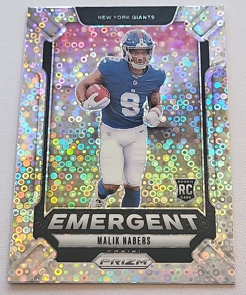 MALIK NABERS 2024 Prizm Emergent No Huddle Disco ROOKIE RC New York Giants