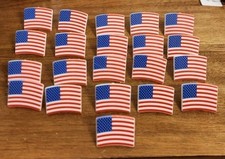 Set/21 Patriotic American Flag Ring Cupcake Toppers Party Favors Made in USA NEW