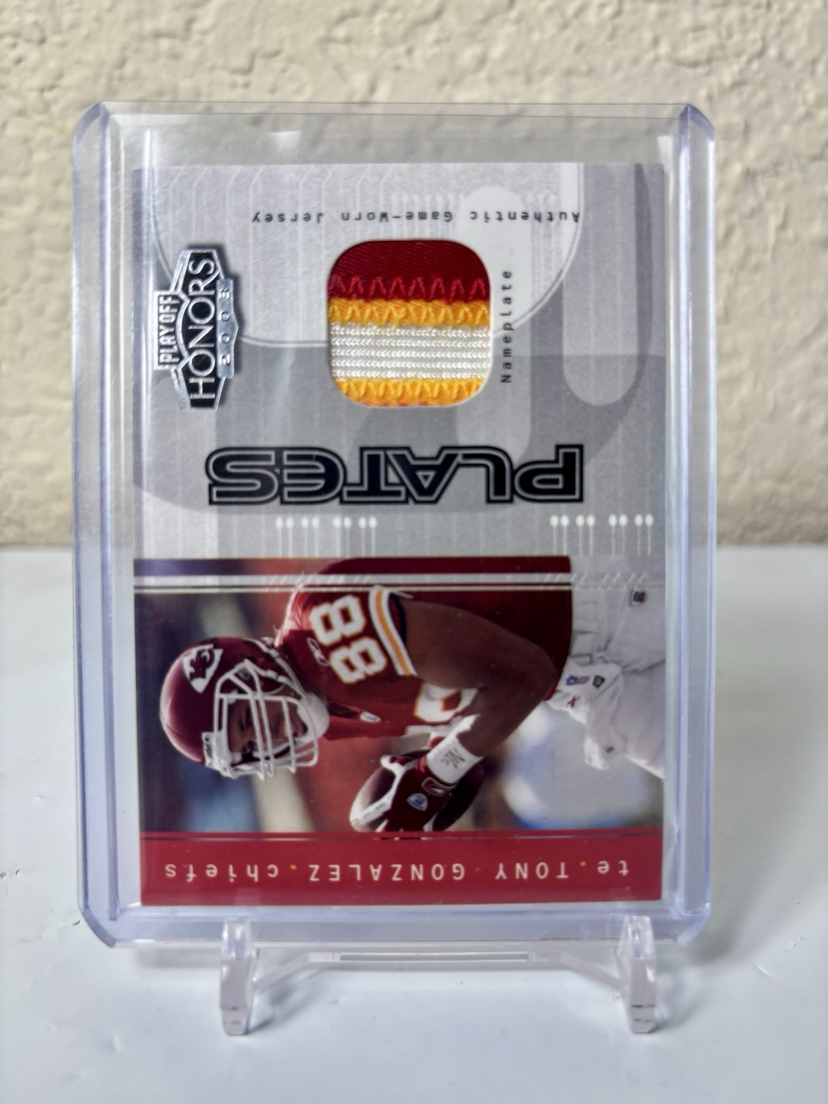 2003 Tony Gonzalez Game Used Nameplate Patch Chiefs /52