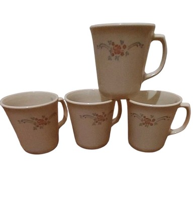 Corning Corelle English Breakfast Coffee Mugs 8 oz USA Beige Pink Blue Floral 4