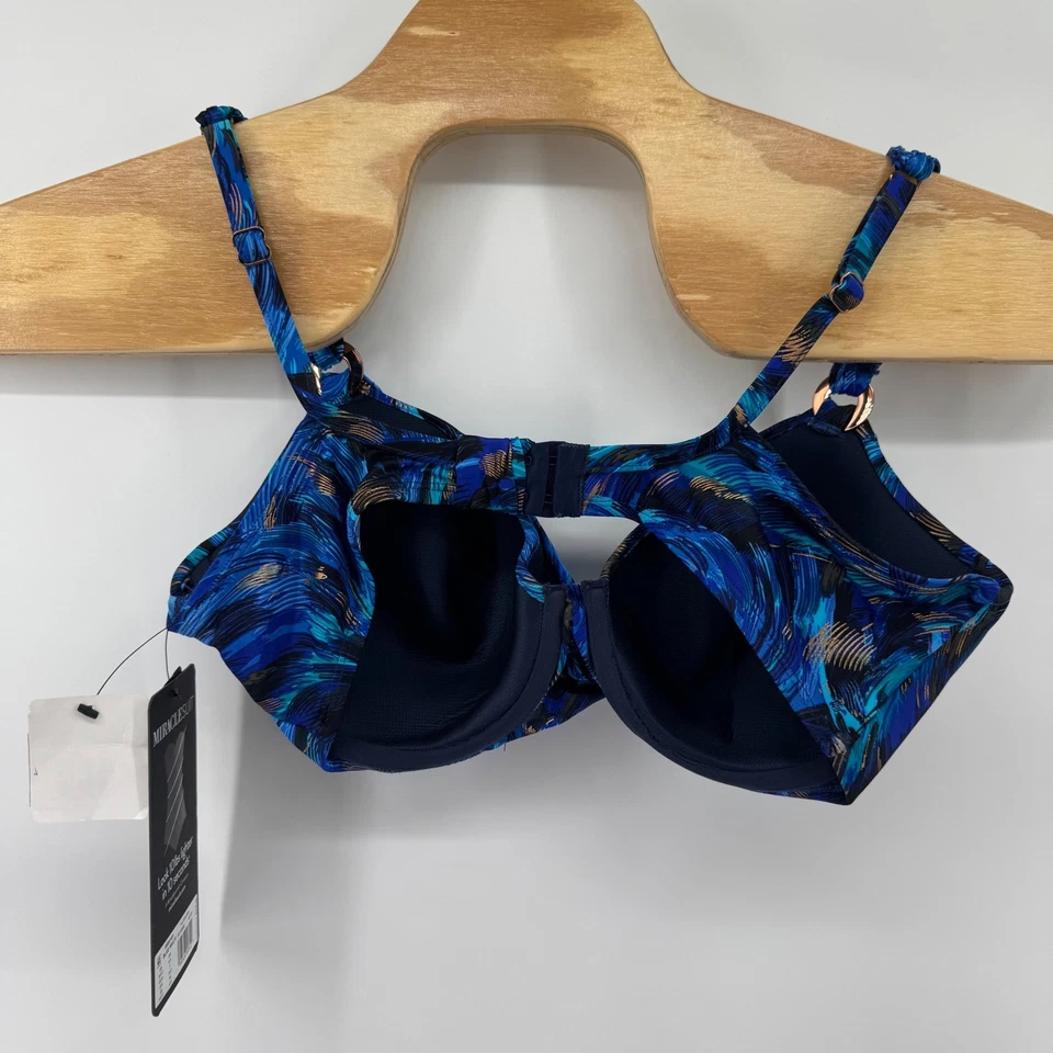 Miraclesuit Norma Jean Blue Multi Print Plunge Bra High Waist Swimsuit Set - Image 3 of 4