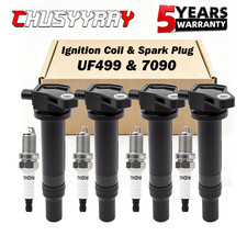 4Pack Ignition Coil  Iridium Spark Plugs For 2006-2011 Hyundai Accent Kia Rio5