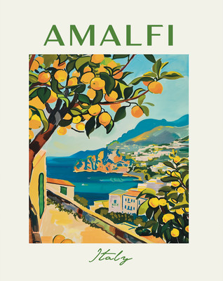 Amalfi ページ Amalfi Coast Italy Poster - Colorful Travel Wall Art - 12X16/16X20