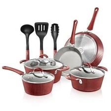 NutriChef Cookware Set - Easy to Clean, Dishwasher Safe, 500°F Heat Resistant