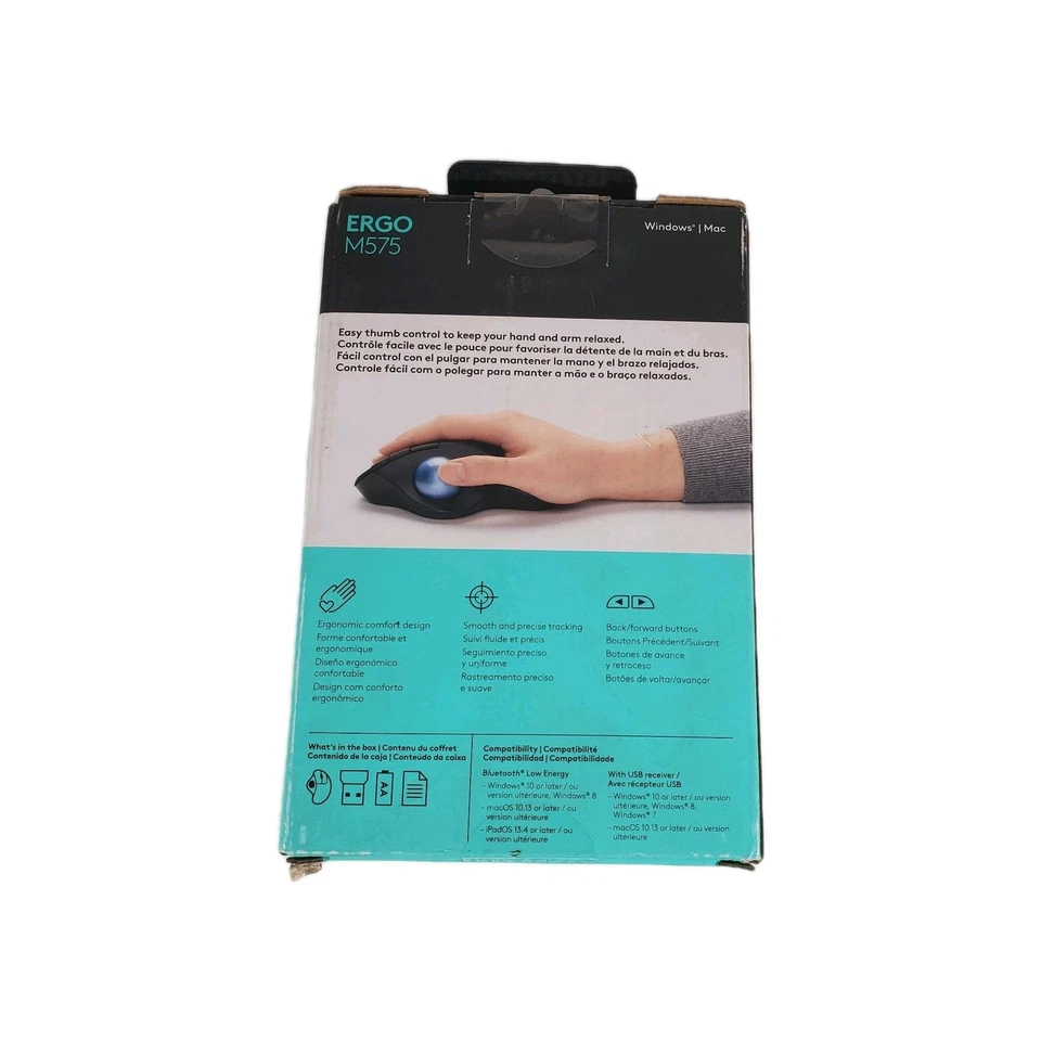 Logitech ERGO M575 910-005869 Wireless Trackball Mouse Bluetooth Black Brand New - Image 2 of 4