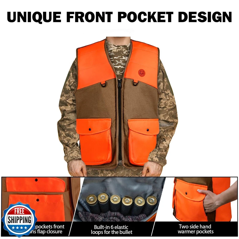 TKLoop Upland Hunting Vest with Multi Pockets Brown/Orange Upland Game Field  - Image 4 of 4