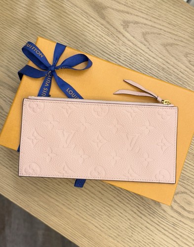 LOUIS VUITTON Monogram Empreinte Leather Zippy Coin Holder in Rose Poudre