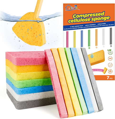 7-Count Compressed Cellulose Sponges,Non-Scratch Pop-Up Kitchen Sponges ...