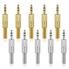 Ezymivs 10PCS 3.5mm Replacement Repair Plug TRS 3 Pole Stereo Male Gold