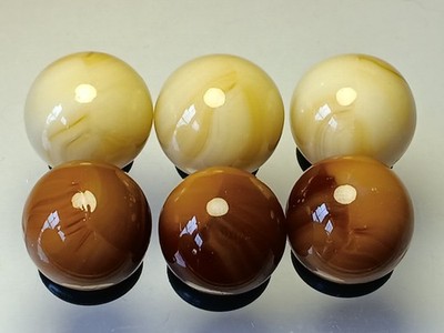 Marble King Bear Claw Woody Caramel Run- Lot of 6 Marbles