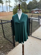 charter club Knit V Neck Top Hunter Green Size Med New