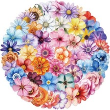 50 Pieces Natural Flower Themed Stickers PET Transparent for Scrapbooking, Self-