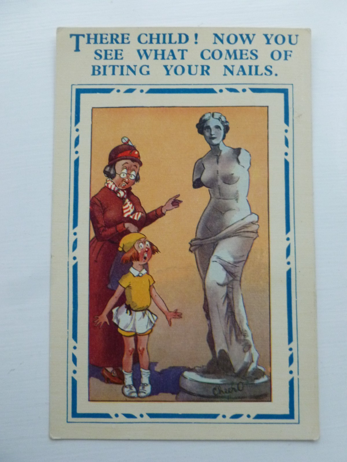 Alte Postkarte HUMORESKE Churo 1936 mit 4x George VI 1/2d Briefmarken #6