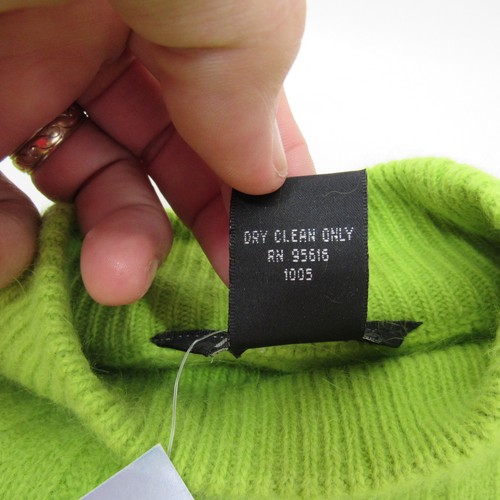 Rafaella Womens Angora Mock Neck Sweater Lambswool GreenRibbed Petite Small - Picture 5 of 8