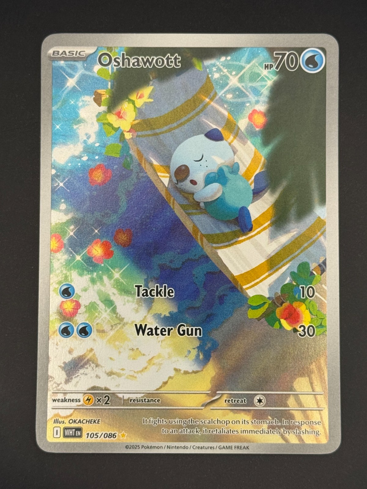 Pokemon - Oshawott - 105/086 White Flare - Illustration Rare - Near Mint