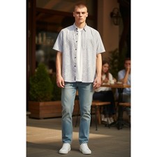 Johnnie-O Hangin' Out Men's Large Short Sleeve Button Down Seashell Floral Shirt