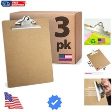 Recycled Wood Clipboard, Letter Size, 9" x 12.5" with 6" Clip, 3 Pack 83133,B...