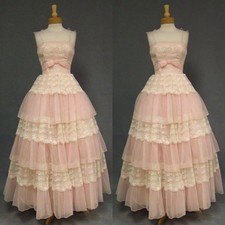 16th Century Medieval Wedding Dress Pink Romantic Halter Lace Tulle Victorian