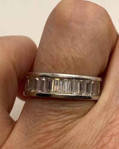 Vintage Cubic Zirconia Crystal Sterling Silver Eternity Ring - Picture 1 of 6