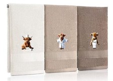 3 Pcs Highland Cow Hand Towels Neutral Embroidered Highland Cow Bathroom Towe...