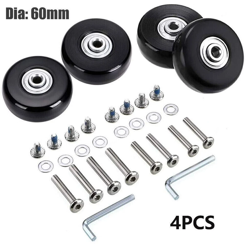 4x Gepäck Koffer Ersatz Räder Achsen 50mm Reparatur Mute Gummi Leis Rollen - Bild 3 von 4