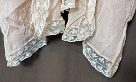 Antique Vintage 1920s Valenciennes Lace Blush Peach Silk Chiffon Boudoir Jacket