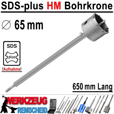 SDS-plus Bohrkrone Dosensenker Dosenbohrer Lochsäge Kernbohrer Ø 65 mm x 650 mm