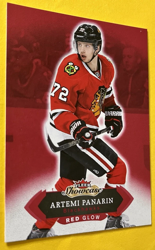 Artemi Panarin 2016-17 Fleer Showcase RED GLOW PARALLEL Card #97 BLACKHAWKS - Image 3 of 4