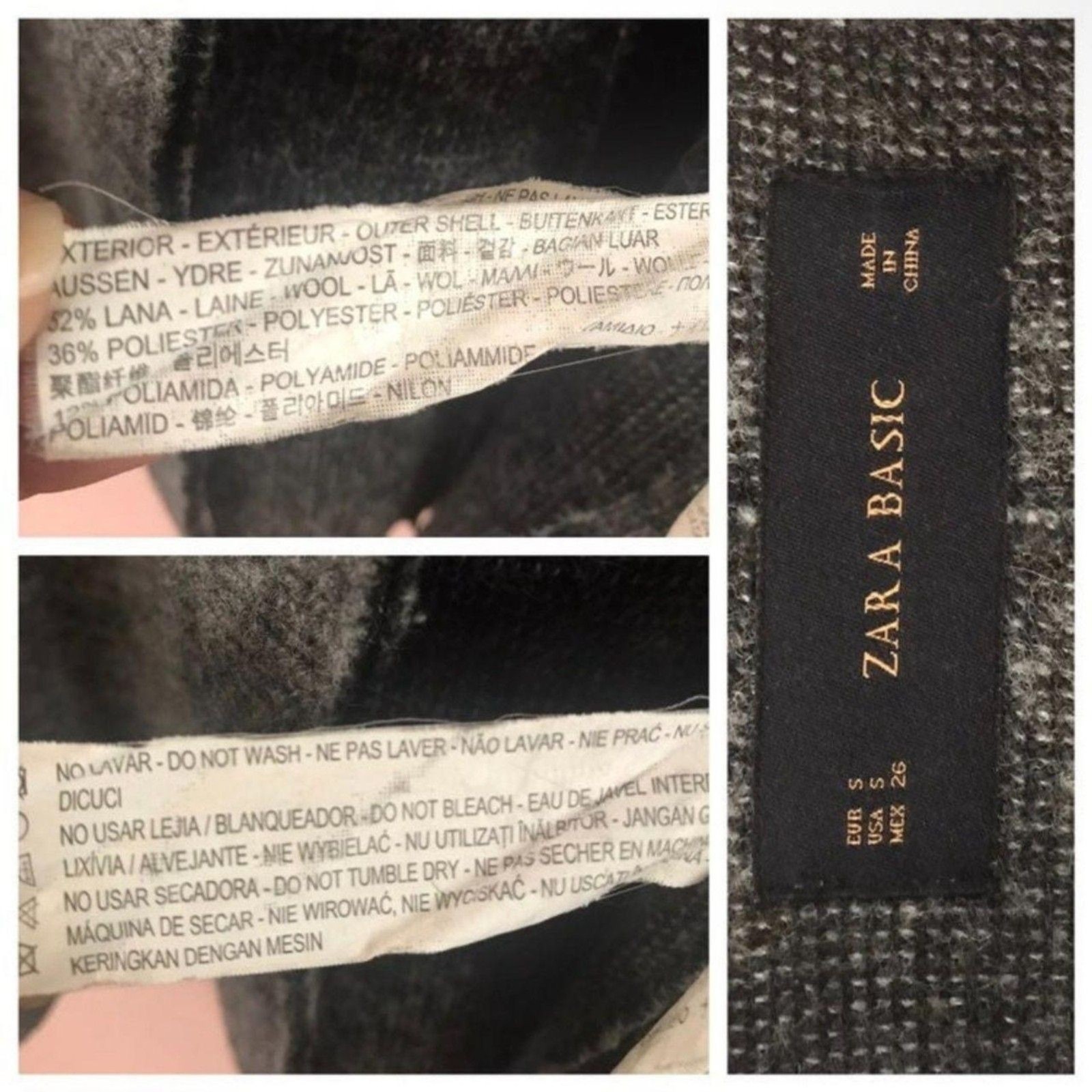 Zara Gray Wool Blend Button Front Jacket Size S G… - image 4